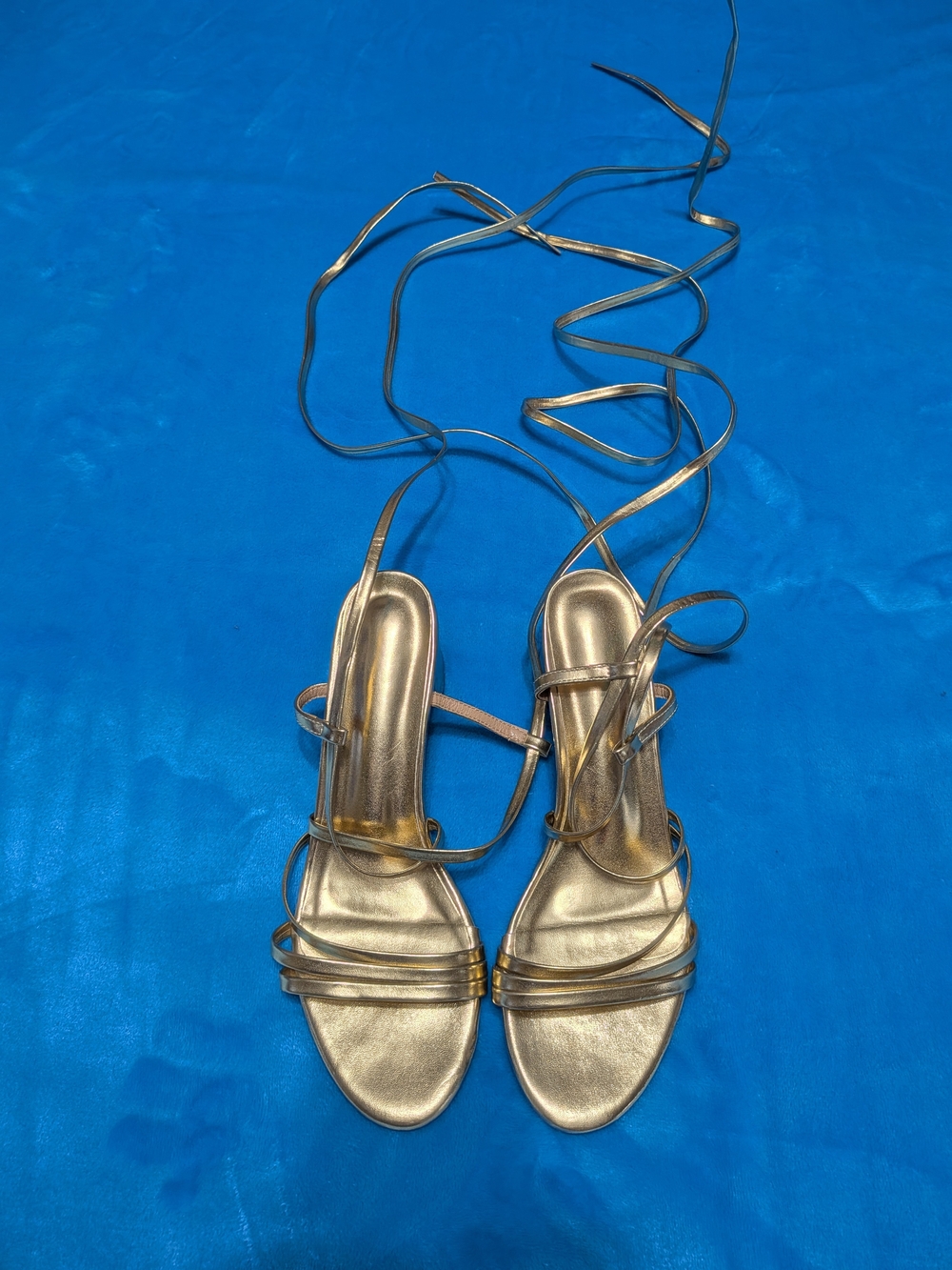 Gold Lace-Up Strappy Sandals for Women